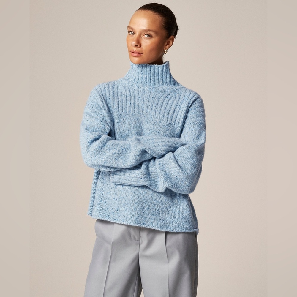 J Crew Ribbed turtleneck sweater in donegal wool blend CO596
